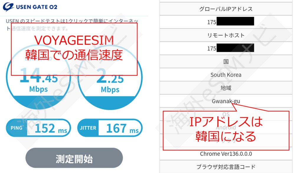 VOYAGEESIMを韓国で使ってみた